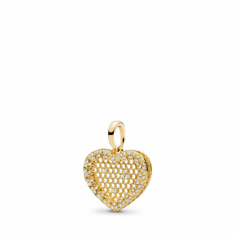 Pandora Shine™ Honeycomb Lace Pendant - 18ct Gold Plated/Cubic Zirconia - Canada | UV8884KX